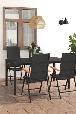 vidaXL 3060084 - Ensemble à manger de jardin 5 pcs noir et marron