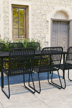 vidaXL 3060253 - Ensemble à manger dextérieur 7 pcs résine tressée et verre
