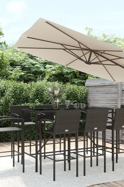 vidaXL 3187660 - Ensemble de bar de jardin 9 pcs noir résine tressée