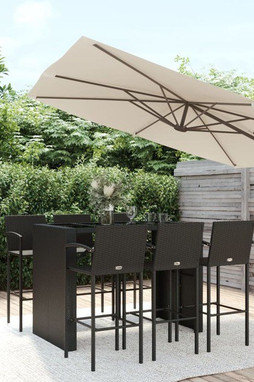 vidaXL 3187669 - Ensemble de bar de jardin 7 pcs noir résine tressée