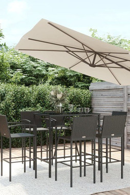 vidaXL 3187657 - Ensemble de bar de jardin 7 pcs noir résine tressée