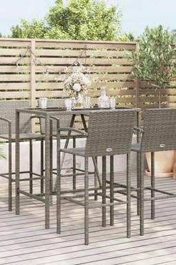 vidaXL 3187655 - Ensemble de bar de jardin 5 pcs gris résine tressée