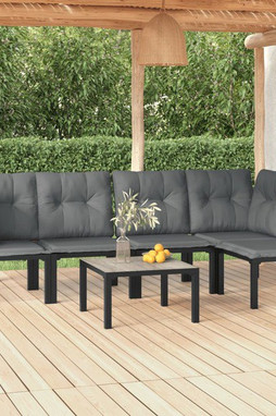 vidaXL 3187750 - Salon de jardin 6 pcs noir et gris résine tressée
