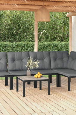 vidaXL 3187746 - Salon de jardin 6 pcs noir et gris résine tressée