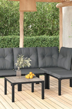 vidaXL 3187744 - Salon de jardin 5 pcs noir et gris résine tressée