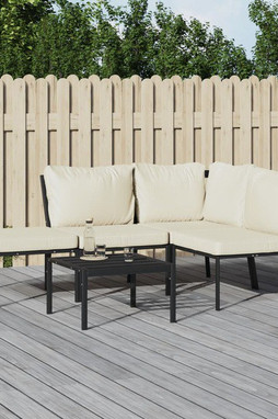 vidaXL 3187964 - Salon de jardin 5 pcs avec coussins sable acier