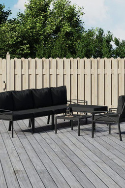 vidaXL 3187947 - Salon de jardin 7 pcs avec coussins gris bambou acier