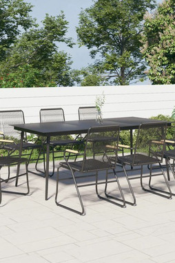 vidaXL 3060272 - Ensemble à manger de jardin 9 pcs noir rotin PVC