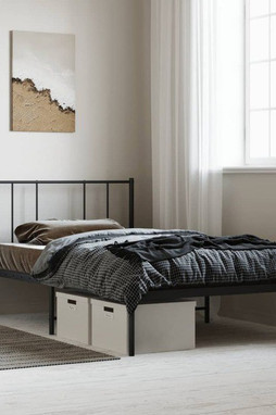 vidaXL 352474 - Cadre de lit métal sans matelas avec tête de lit noir 100x190cm