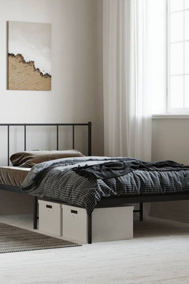 vidaXL 352474 - Cadre de lit métal sans matelas avec tête de lit noir 100x190cm