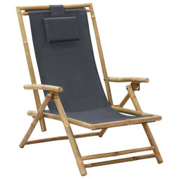 vidaXL 313024 - Chaise de relaxation inclinable foncé Bambou et tissu