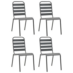 vidaXL 310155 - Chaises dextérieur lot de 4 Design à lattes Acier foncé