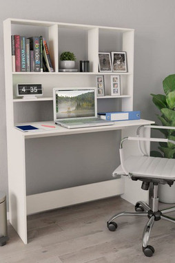 vidaXL 800387 - Bureau avec étagères blanc 110x45x157 cm Bois dingénierie
