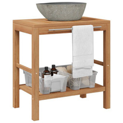 vidaXL 246496 - Armoire de toilette Teck solide et lavabo en pierre de rivière