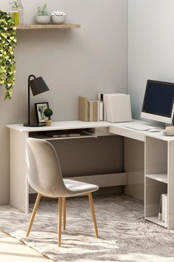vidaXL 800753 - Bureau dangle en forme de L brillant Bois dingénierie