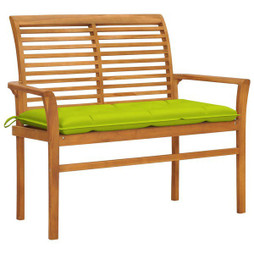 vidaXL 3062675 - Banc de jardin avec coussin vert vif 112 cm Bois de teck massif