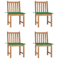 vidaXL 3073093 - Chaises de jardin lot de 4 avec coussins Bois de teck massif