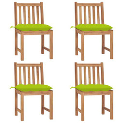 vidaXL 3073114 - Chaises de jardin lot de 4 avec coussins Bois de teck massif