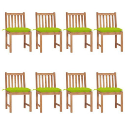 vidaXL 3073168 - Chaises de jardin lot de 8 avec coussins Bois de teck massif