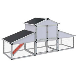vidaXL 41323 - Poulailler avec rampes et nichoir Aluminium
