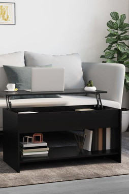 vidaXL 809648 - Table basse noir 102x50x52,5 cm bois dingénierie