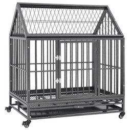 vidaXL 171493 - Cage pour chien avec roues et toit Acier 92x62x106 cm