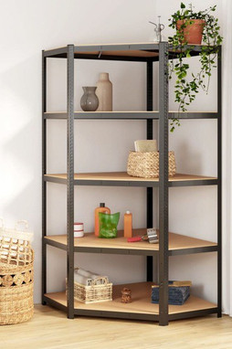 vidaXL 152871 - 5-Layer Corner Shelf Steel&Engineered Wood