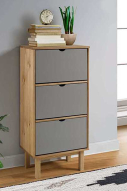 vidaXL 351310 - Armoire à chaussures OTTA et 3 tiroirs Marron et gris Bois pin