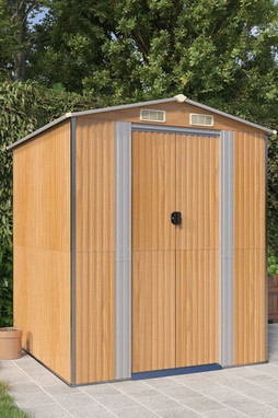 vidaXL 3147471 - Abri de jardin Marron clair 192x191x223 cm Acier galvanisé