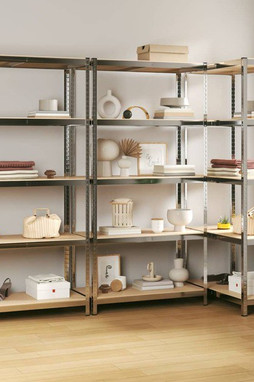 vidaXL 3154210 - 5-Layer Shelves 3 pcs Steel&Engineered Wood