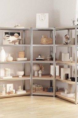 vidaXL 3154219 - 5-Layer Shelves 3 pcs Steel&Engineered Wood