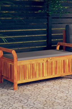 vidaXL 319717 - Banc de rangement de jardin avec coussin 126 cm Bois dacacia