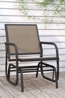 vidaXL 362711 - Chaise oscillante de jardin marron 61x76x87 cm textilène/acier