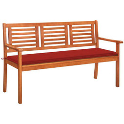 vidaXL 3061002 - Banc de jardin 3 places avec coussin 150 cm Bois deucalyptus
