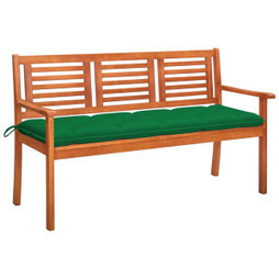 vidaXL 3061016 - Banc de jardin 3 places avec coussin 150 cm Bois deucalyptus