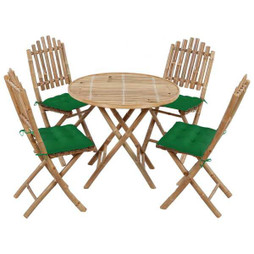 vidaXL 3063980 - Ensemble à manger dextérieur pliable 5pcs avec coussins Bambou