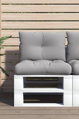 vidaXL 314609 - Coussins de palette lot de 2 gris tissu