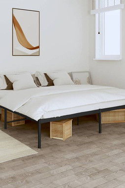 vidaXL 350852 - Cadre de lit métal sans matelas noir 193x203 cm