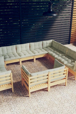 vidaXL 3096947 - Salon de jardin 12 pcs avec coussins crème Bois de pin massif