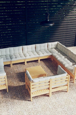 vidaXL 3096953 - Salon de jardin 13 pcs avec coussins crème Bois de pin solide
