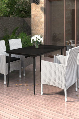 vidaXL 3099747 - Ensemble à manger de jardin coussins 5 pcs Résine tressée Verre
