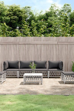 vidaXL 3186844 - Salon de jardin 7 pcs avec coussins blanc acier