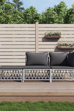 vidaXL 3186846 - Salon de jardin avec coussins 3 pcs blanc acier
