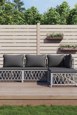 vidaXL 3186852 - Salon de jardin 4 pcs avec coussins blanc acier