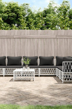vidaXL 3186884 - Salon de jardin 8 pcs avec coussins blanc acier