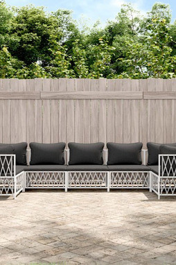 vidaXL 3186922 - Salon de jardin 7 pcs avec coussins blanc acier