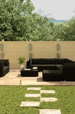 vidaXL 48273 - Salon de jardin avec coussins 10 pcs résine tressée noir