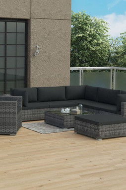 vidaXL 48278 - Salon de jardin avec coussins 8 pcs résine tressée gris