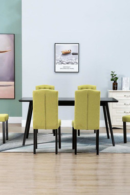 vidaXL 277266 - Chaises à manger lot de 6 vert tissu