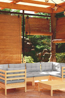 vidaXL 3097300 - Salon de jardin 7 pcs avec coussins gris bois de pin